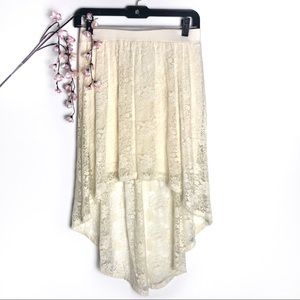 NWT Charlotte Russe Cream Lace High Low Skirt